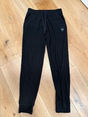 ALO Yoga Black Ribbed Track Joggers